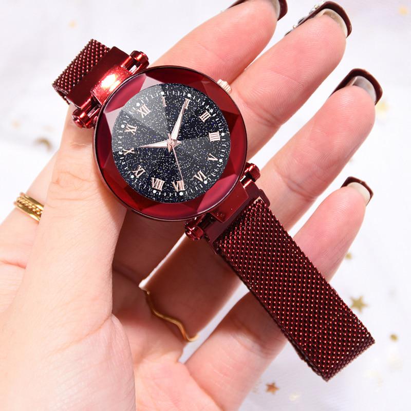 Reloj Mujer женские модные часы со звездным небом для женщин платье магнитная пряжка сетчатый ремень кварцевые часы Zegarek Damski