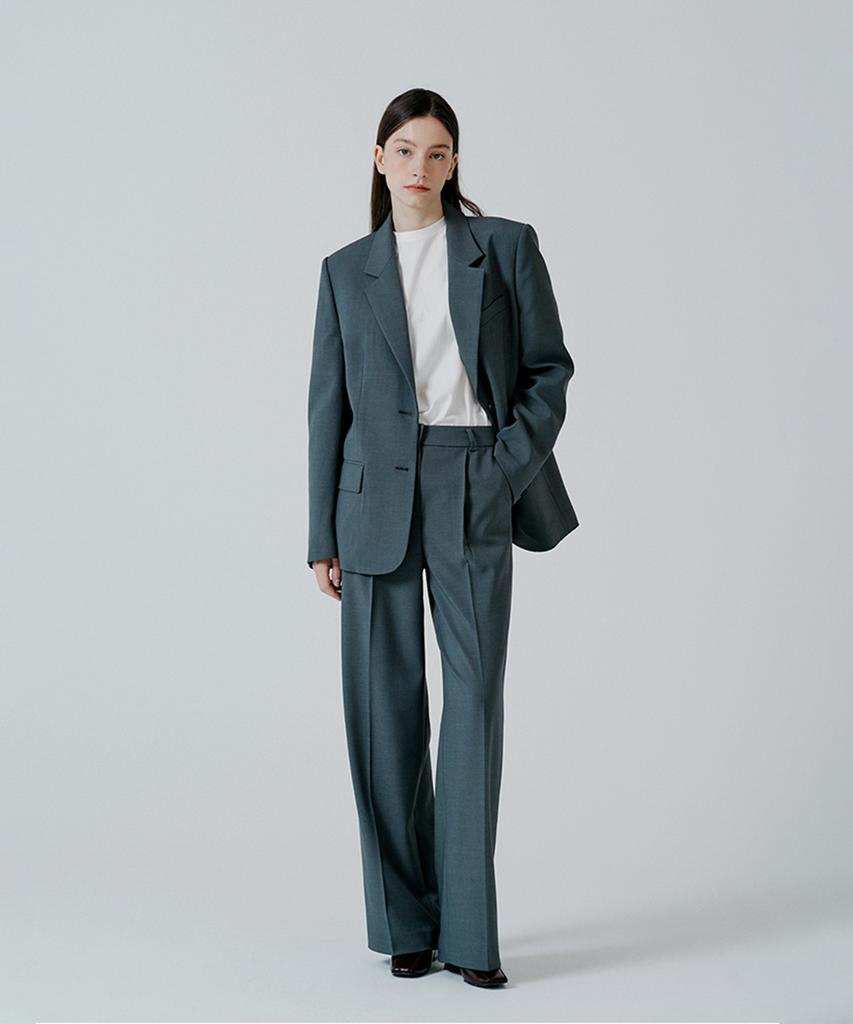PINBLACK Single-Pleat Semi-Wide Pants Gray