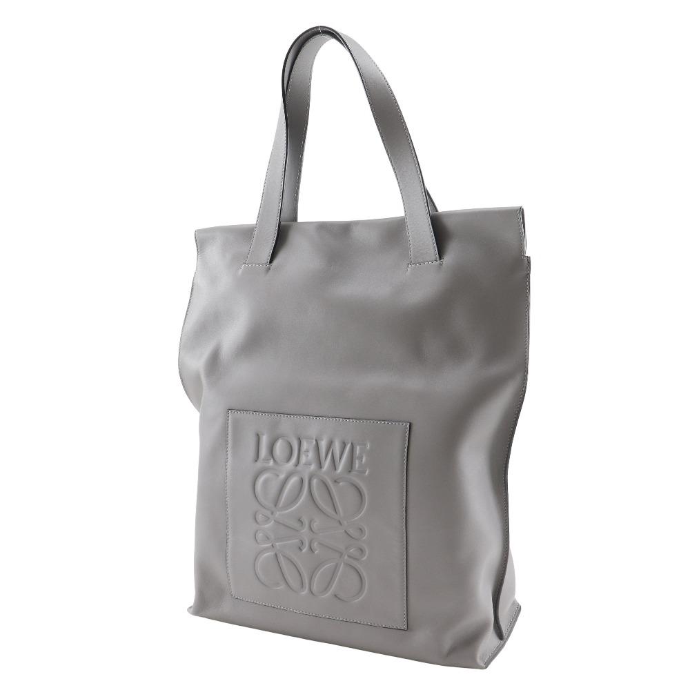LOEWE Shopper Tote Bag anagram gray lambskin unisex Used