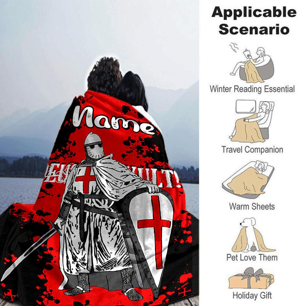 Customiz Name Personality Knights Templar Blanket Soft &Warm Sofa Office Bed Travel Lunch Break Blanket, Gift Suitable All Seasons