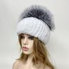 Зимние теплые шапки из пушистого лисьего меха для женщин, толстая уличная шапка из натурального кроличьего меха