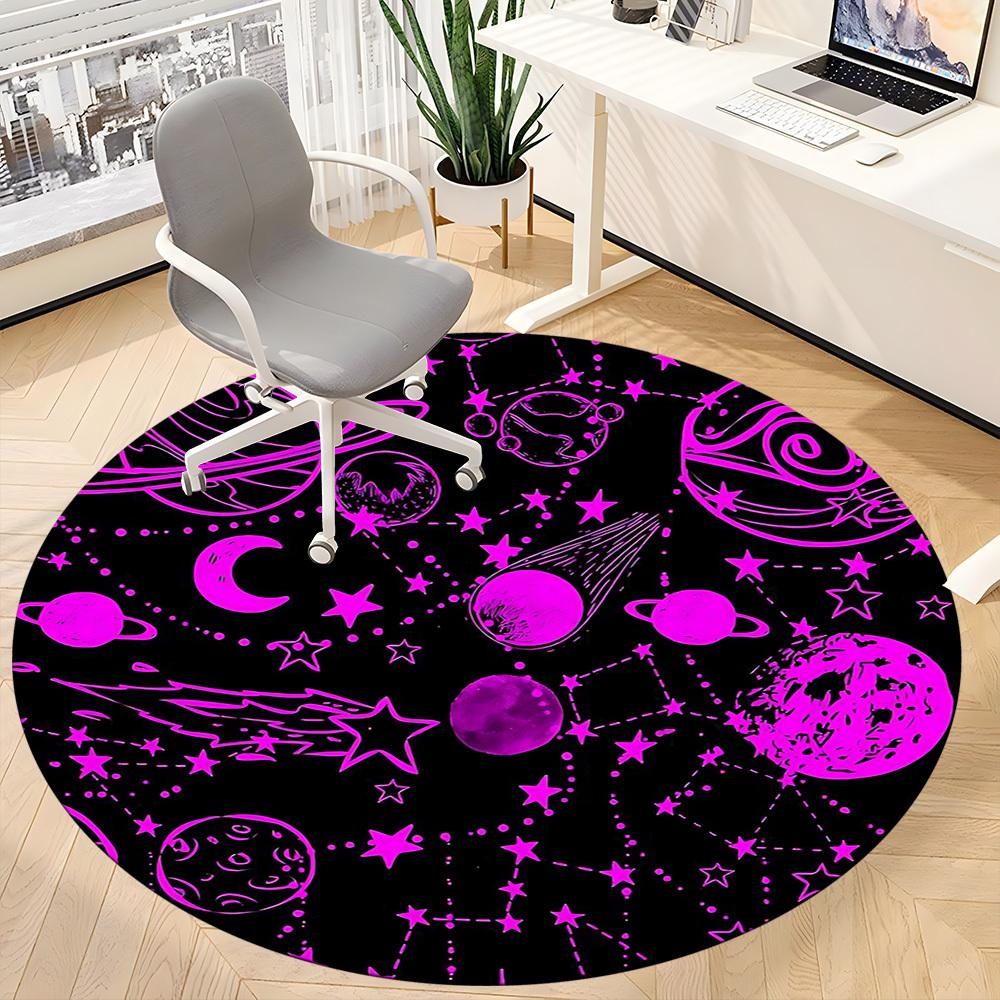 1pc Cosmic Pattern Carpet, Round Non Slip Durable Large Size Office Carpet, Suitable for Office