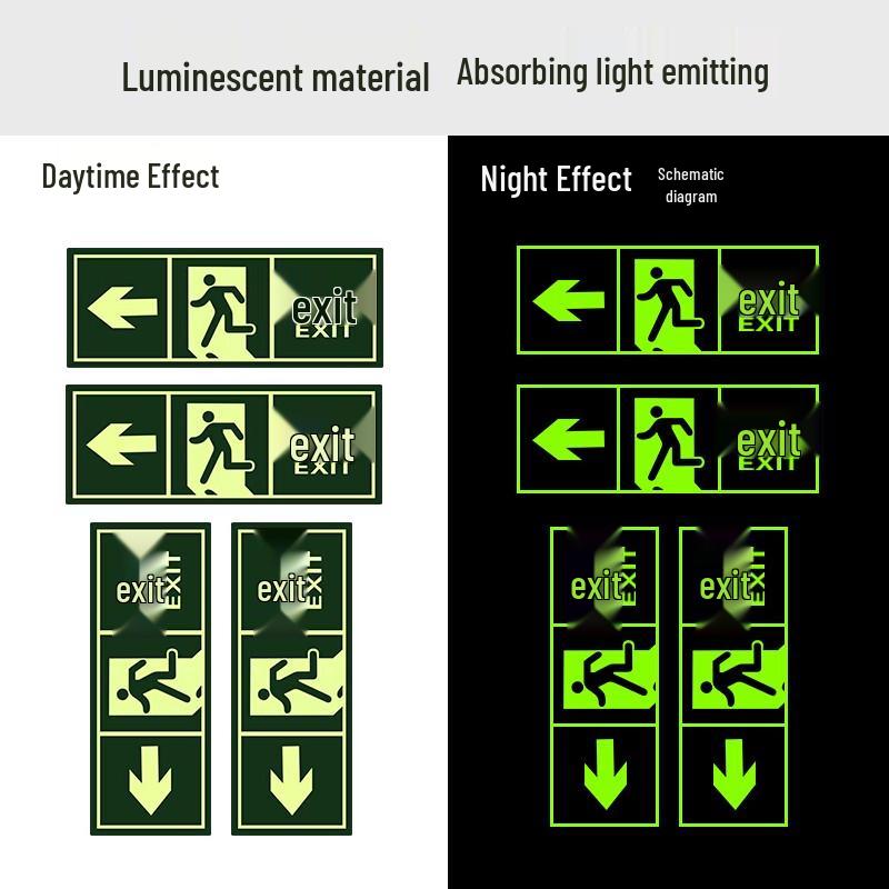 Glow-in-the-Dark Emergency Exit Left Turn Wall Stickers