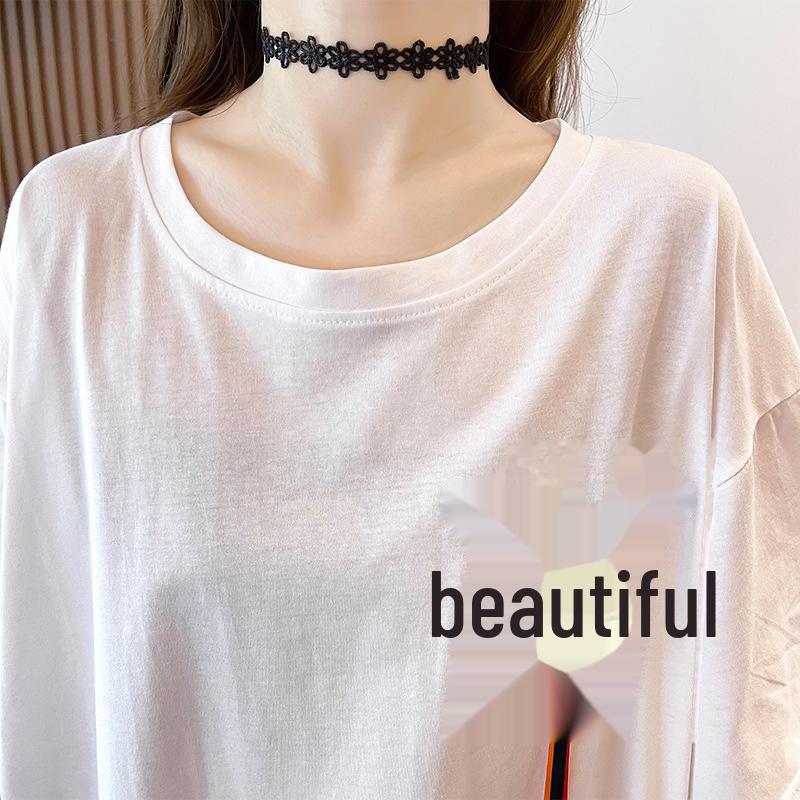 Женская футболка с коротким рукавом и крупной вышивкой в виде бабочек, лето 2025 г., свободный тренд в корейском стиле.