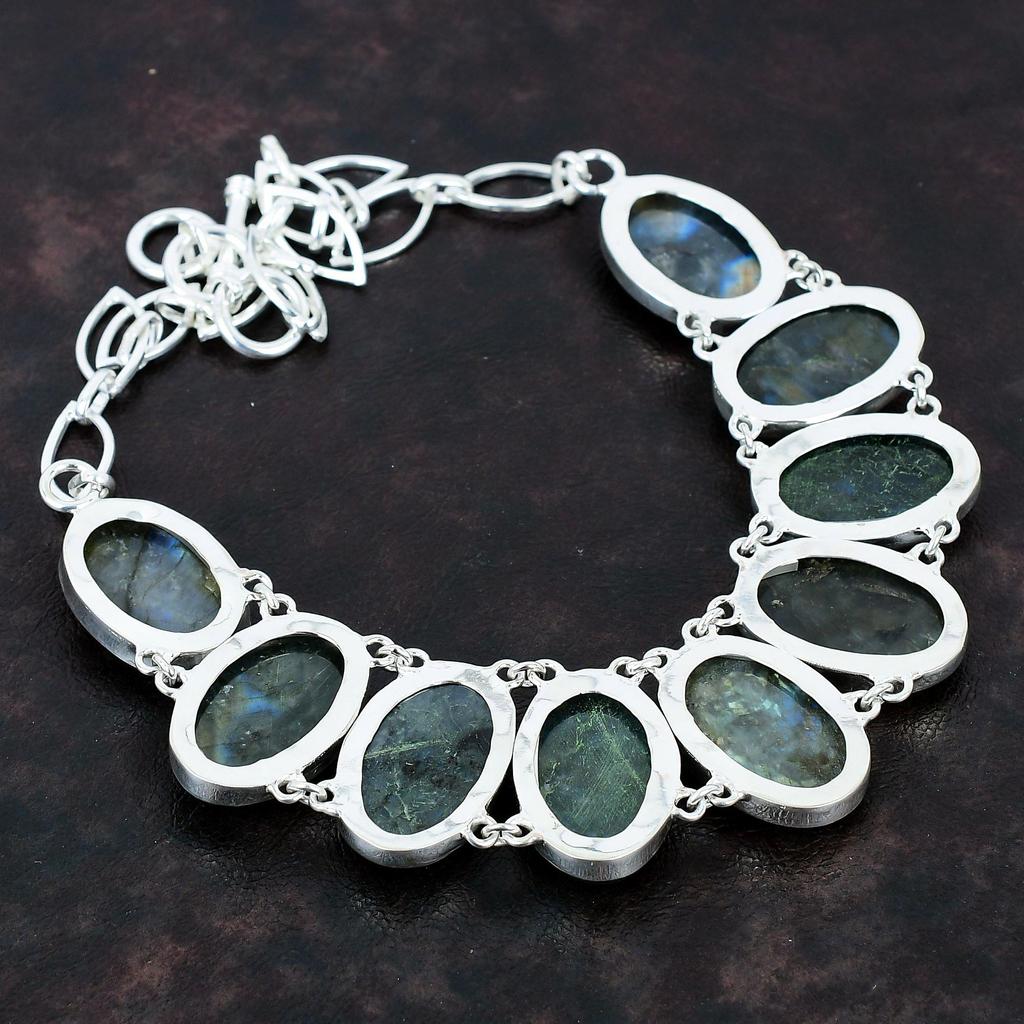 Радуга Мистик Огонь Лабрадорит Ожерелье Ювелирные изделия ручной работы из драгоценных камней Ожерелье из стерлингового серебра 925 пробы Регулируемая цепочка Ожерелье Подарки на годовщину