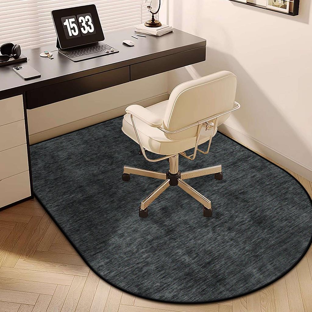 Modern Grey Elliptic Chair Mats Easy Clean Large Area Living Room Carpet Non-slip Bedroom Decoration Cloakroom Rugs Customizable