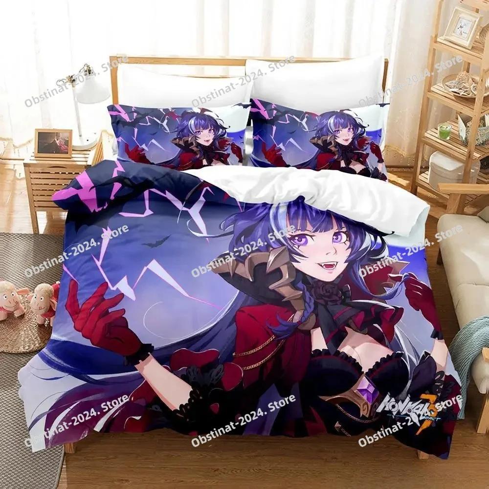 Новый 3D Аниме Honkai Impact 3rd Комплект постельного белья Печать С наволочкой Пододеяльник Мягкий Односпальный Двуспальный Queen Super King Размер
