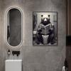 Bathroom Wall Cute Funny Animal Poster Print Tub Toilet Humor Canvas Painting Cow Panda Reading Newspaper Room Home Decor