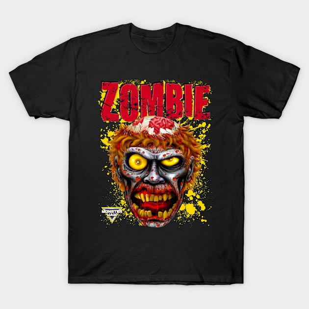 Men Black Print T-shirt Face Truck Of Zombie No-Cut Transfer Paper Print Cotton Tshirt