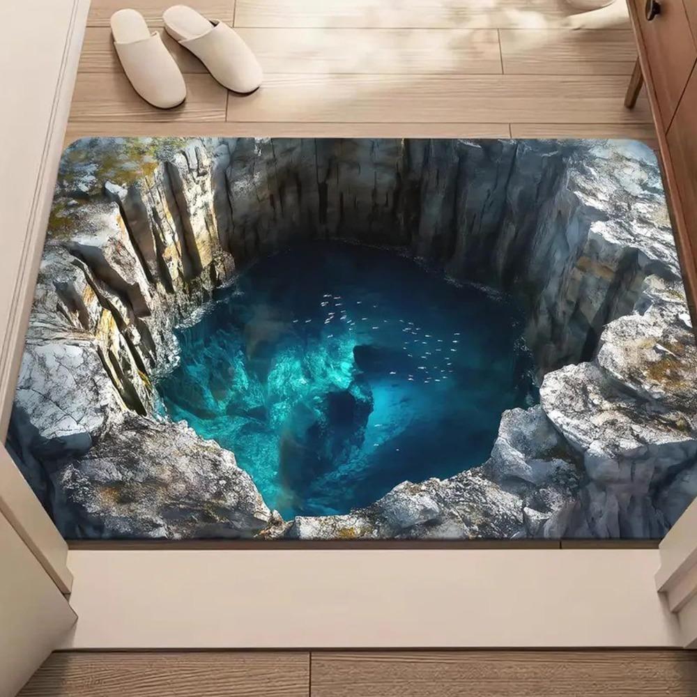 3D плошной коврик-обманка, Нескользящий, Влагопоглощающий, Ковер для ванной комнаты, Реалистичный дизайн, Прочный коврик для двери спальни