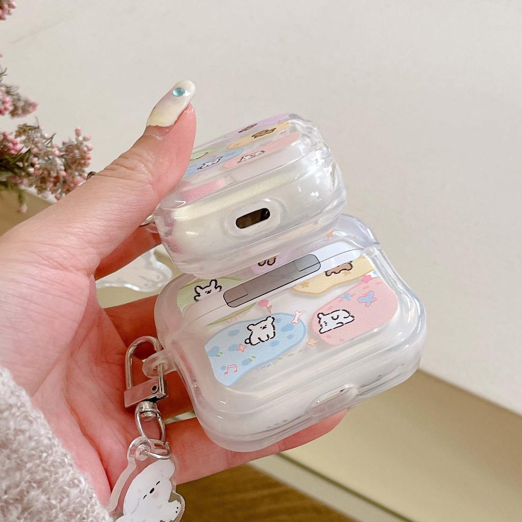 Милый брелок с собакой, мультяшный чехол для наушников для Apple Airpods 1 3 Pro 2nd 2, беспроводная Bluetooth зарядная коробка, нескользящий чехол для щенка