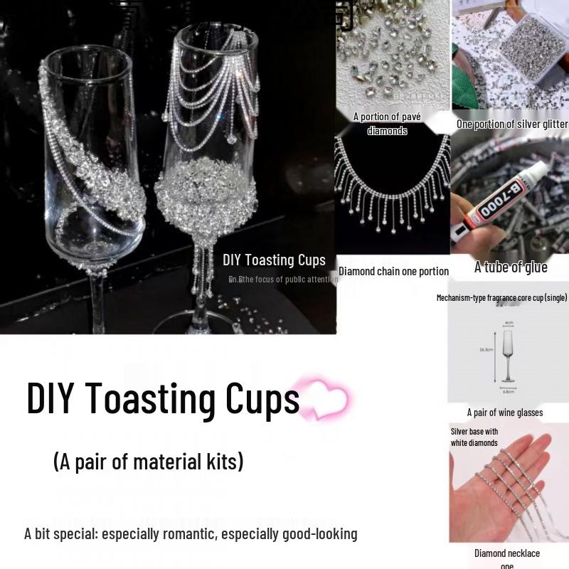 Фиолетовая кисточка Мозаика Бабочка Бокал для тостов с шампанским Набор для самостоятельной сборки для свадеб