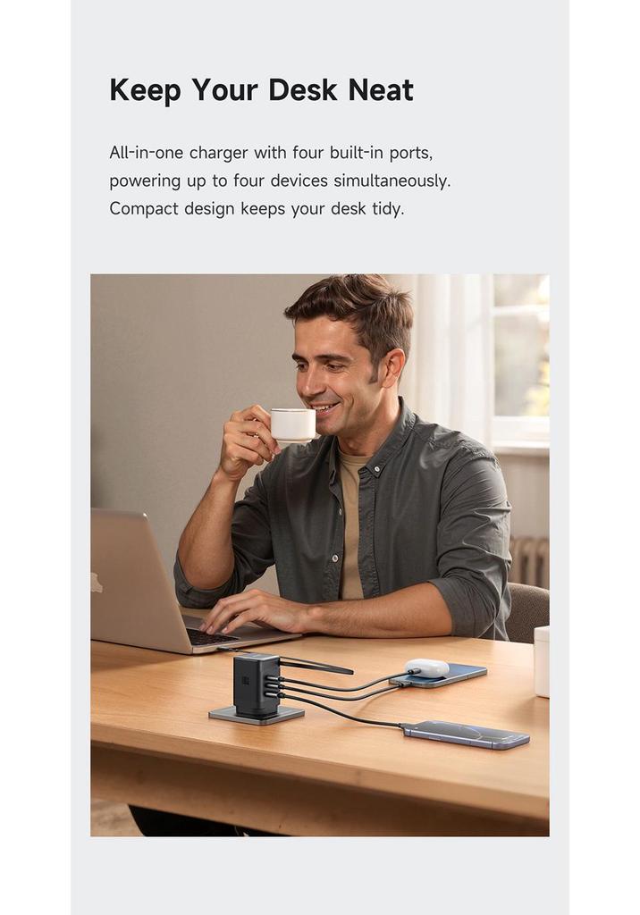Mai Duo Duo MDD FreeGo 100 Вт GaN USB-C Выдвижной Кабель Быстрое Зарядное Устройство 3C1A