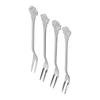 4pcs 2 Prong Fruit Fork Stainless Steel Mini Salad Fruit Dessert Tasting Forks for Home Kitchen PartySilver