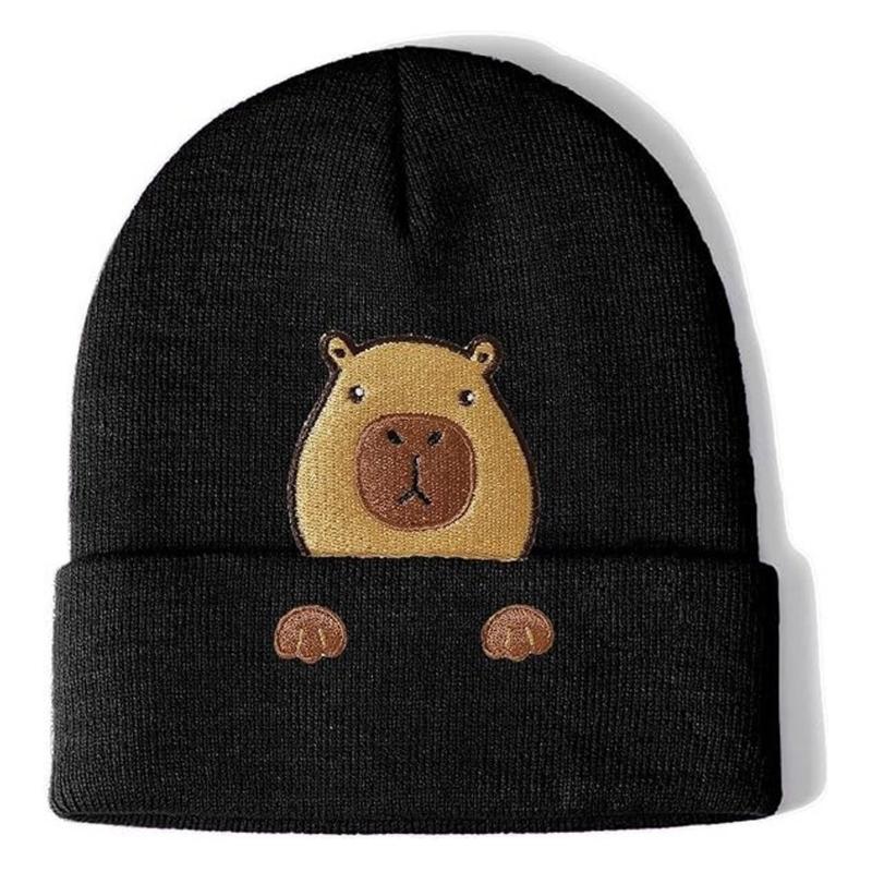 Capybara Embroidered Soft Stretchy Acrylic Hat Unisex Design For Family Friendly Activities And Travel