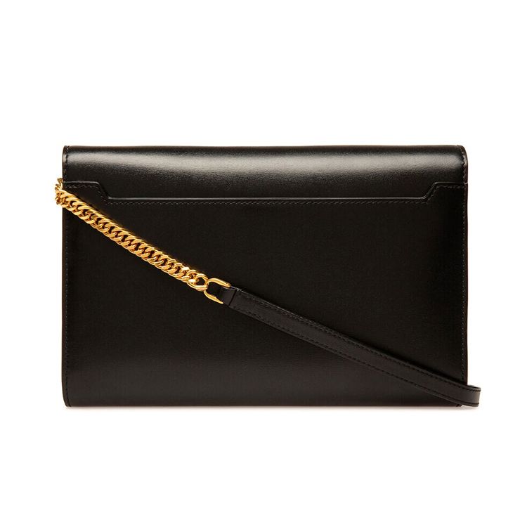 Bally Glossy Horsebit Buckle Flap Leather Clutch Women clutch Black 6236835