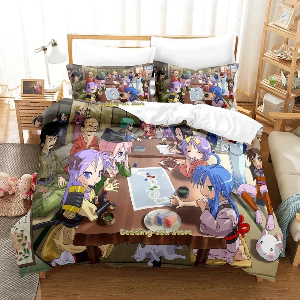 Комплект постельного белья Lucky Star Коната Односпальный Полуторный Двуспальный Квинсайз Кингсайз Комплект для кровати Взрослая спальня Комплекты пододеяльников Аниме Комплект простыней