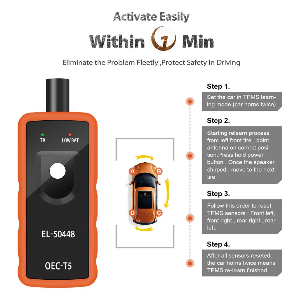 Car TPMS Reset Tool EL50448 Auto Tire Pressure Monitoring System Relearn Tool For GMC/Opel/Buick/Chevrolet/Cadillac/Saturn/Saab