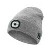 Rechargeable LED Bluetooth Beanie Hat, 6-Lamp Headlight Wireless Knit Hat with Music, USB Charging Winter Cap for Running Camping Party