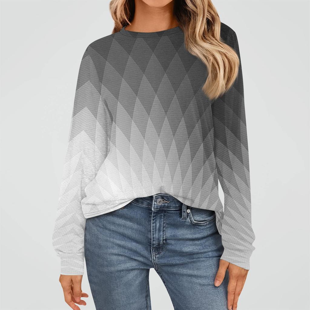 Women's Fashion Long Sleeve Shirts Loose Fitted Crewneck Basic Tops Casual Outfits