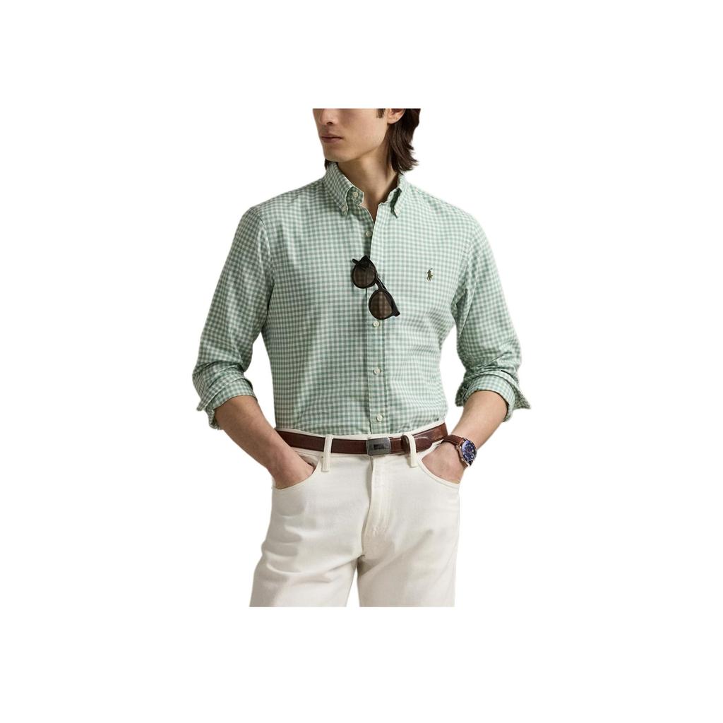 Polo Ralph Lauren Plaid Oxford Long Sleeve Button Down Shirt Men Shirts Green 710973081-002