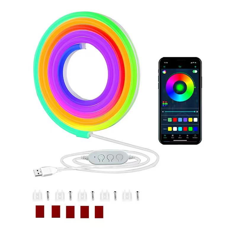 Led Neon Rope Lights App/Remote,Flexible IP68 Outdoor RGB Light Waterproof,Music Sync Gaming Strip Lamp for Bedroom Indoor
