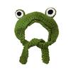 Frog Hat Cute Knitted Woolen Hat Autumn and Winter Big Eyes Frog Hair Band Hat Headgear Warm Ear Cap