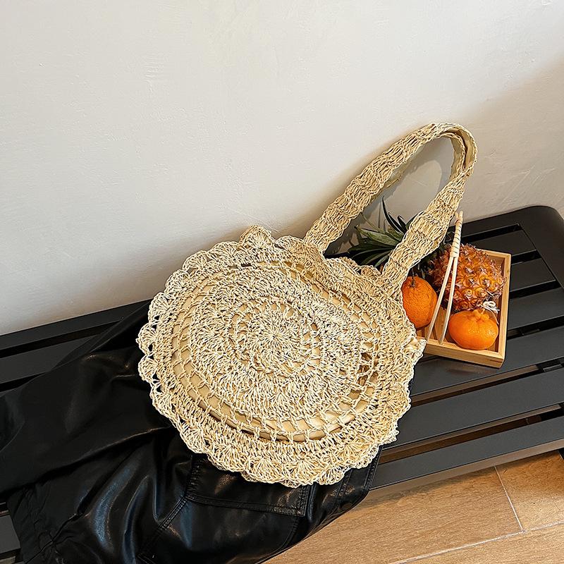 Летняя модная женская сумка на плечо большой емкости для пляжного отдыха из соломы