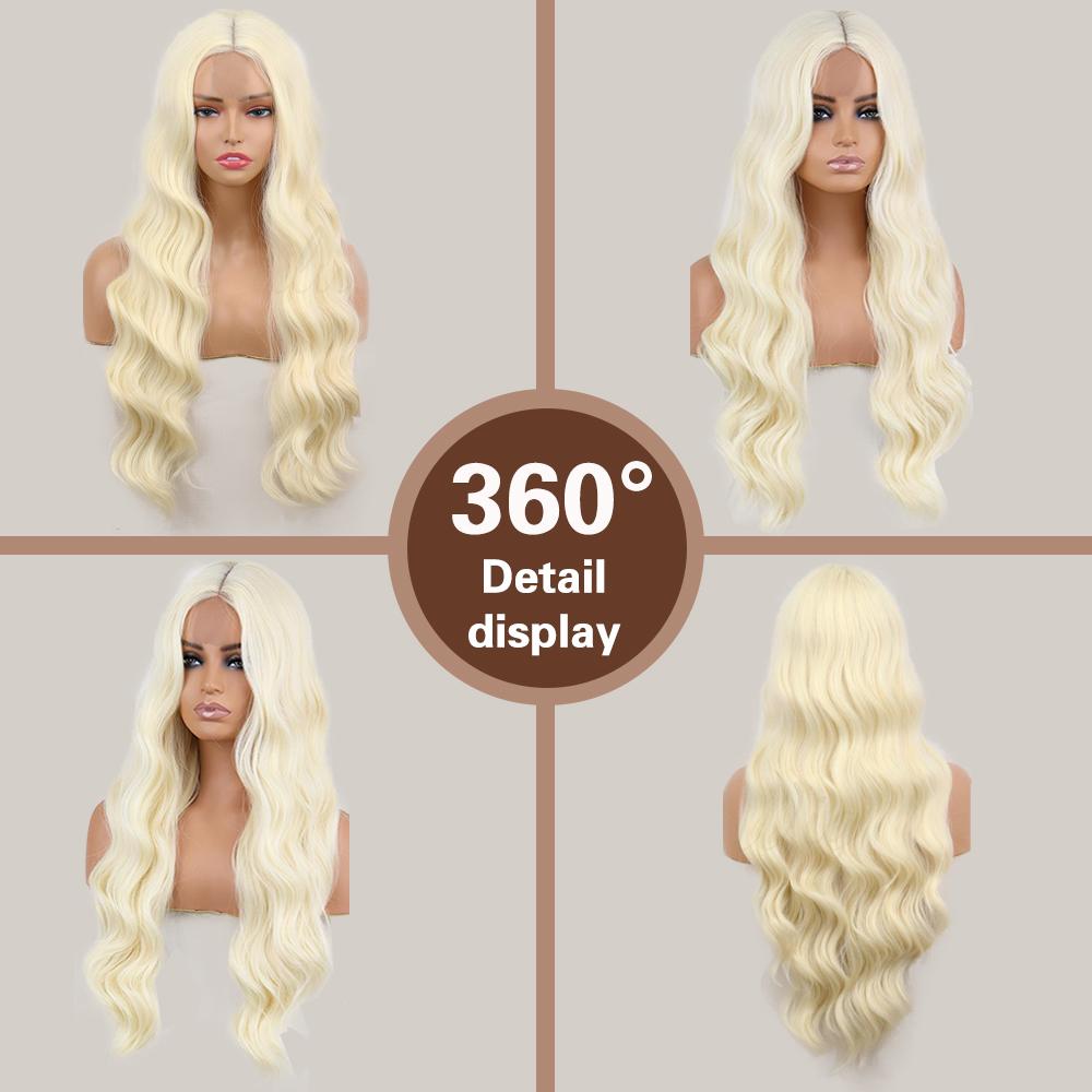 MERISIHAIR Синтетический модный длинный волнистый коричневый парик без челки, кружевной передний парик для повседневной носки, вечеринки