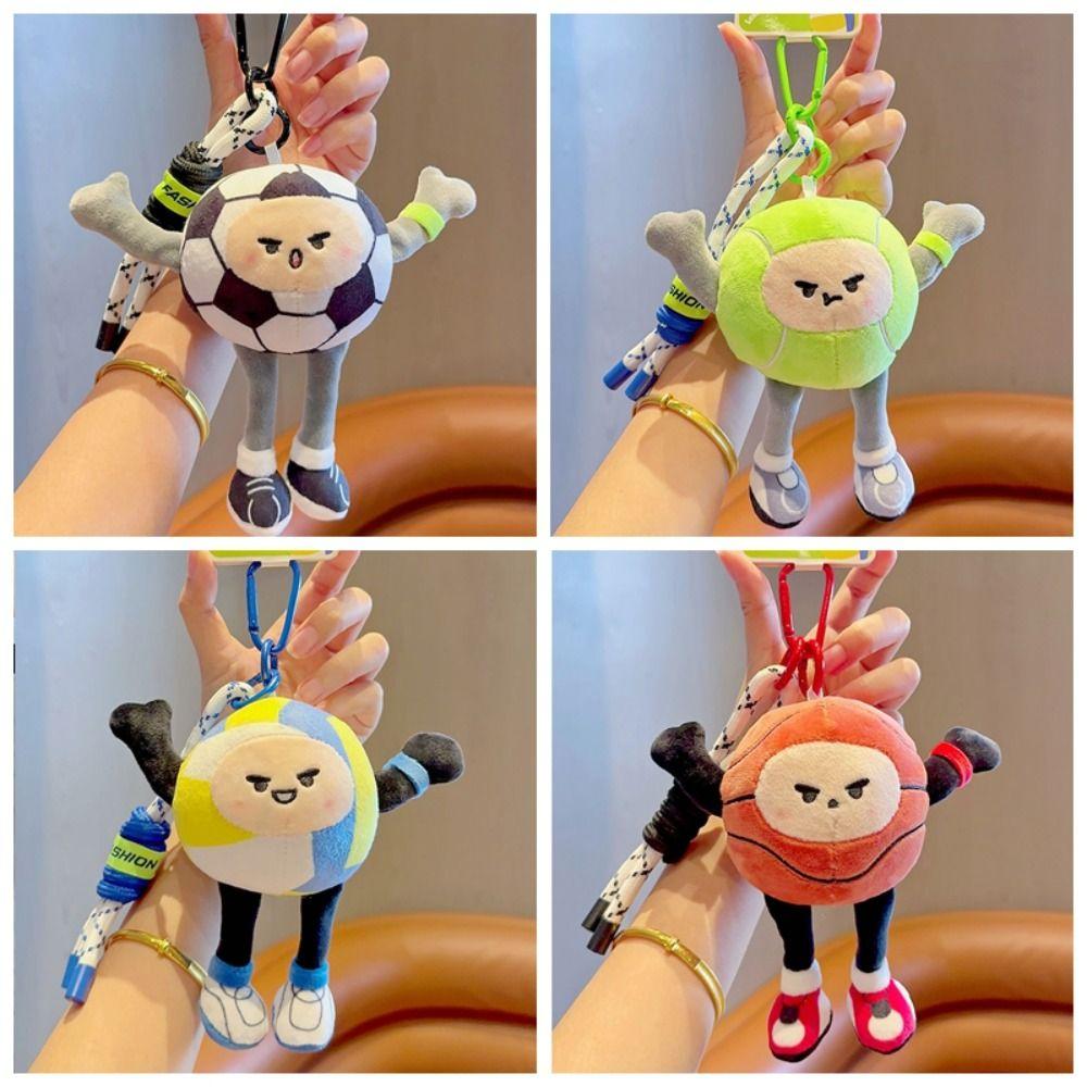 Basketball Baseball Basketball Plush Toy Keychain Football Plush Key Ring Female Lady Girl