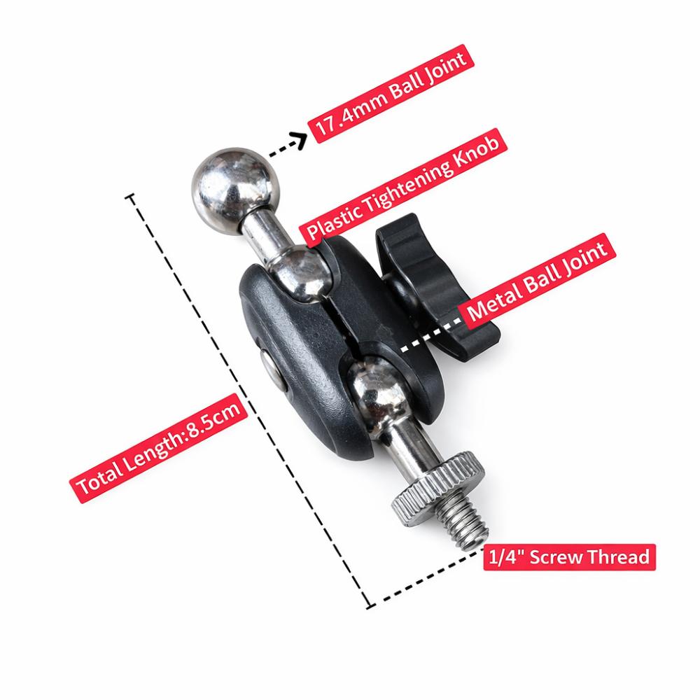 17mm Ball Head Adapter 1/4 Inch Screw Ball Head Mount Portable Camera Adapter Head Photography