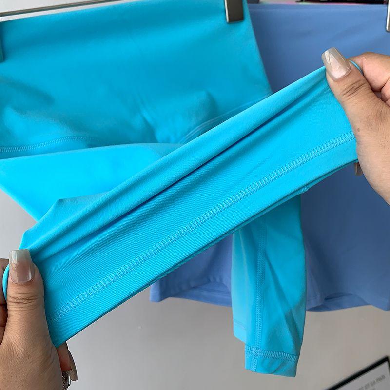 Lu Same Yoga Shorts Women's 2025 Best Selling Nude Feel No Embarrassment Line Slim Fit Sports Shorts Outdoor Fitness Pants