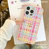 New Creative Checked Contrasting Acrylic Phone Case Suitable for Apple 16promax Pink Apple 15 Protective Case