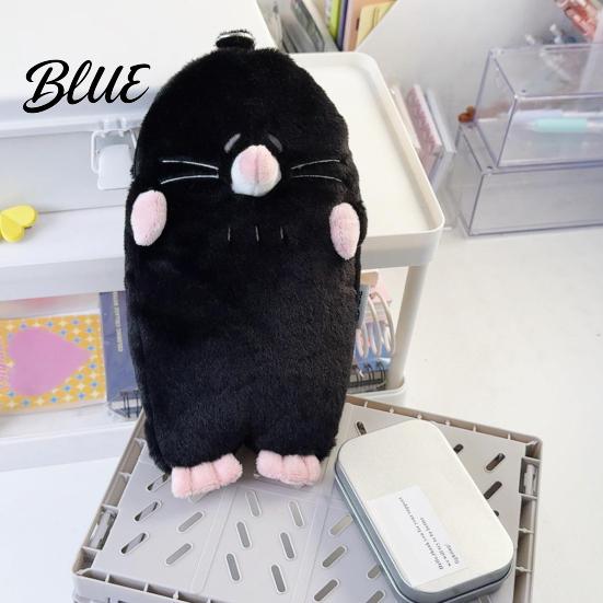Cute Animal Stationery Pouch Cartoon Mole Pencil Case Plush Large Capacity Pen Pouch