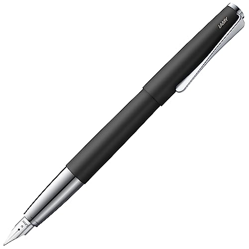 Перьевая ручка LAMY Studio Black - Элегантный металлический корпус - Стальное перо (Частично платинированный) - Размер пера EF - Включает синий картридж LAMY T10