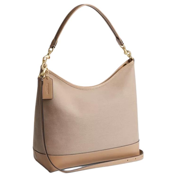 Coach Laurel 31 Horse And Carriage Print Canvas And Leather Shoulder Bag Large Women shoulder bag Khaki CAK92-IMLG6