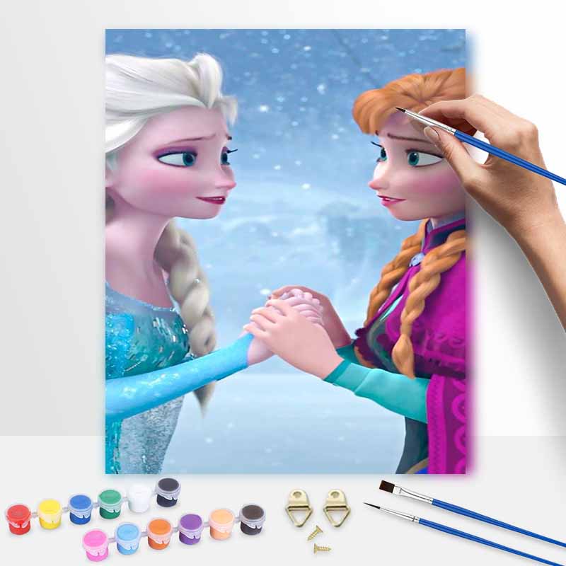Disney Frozen Elsa Anna Paint By Number Kit Number Drawing Canvas DIY Picture Home Decor Painting Wall Art Handcraft Gift For Adults