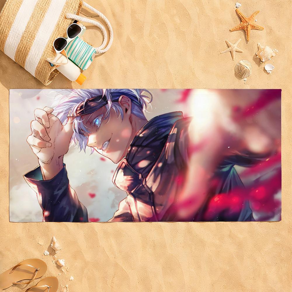 Anime J-Jujutsu K-Kaisen Towel Quick Dry Absorbent Beach Towel for Sports, Fitness, Swimming and Outdoor Activities