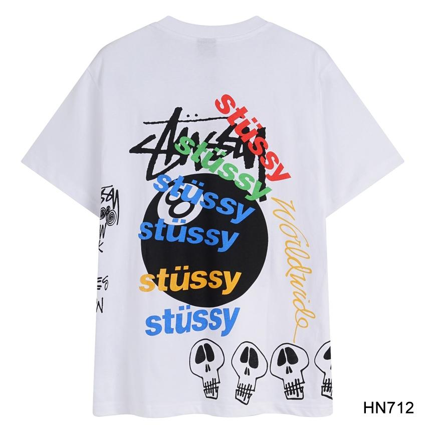 Stussy Летняя новая футболка из высококачественного хлопка с круглым вырезом для мужчин и женщин 2025 года, классический логотип с новым рисунком, парная футболка