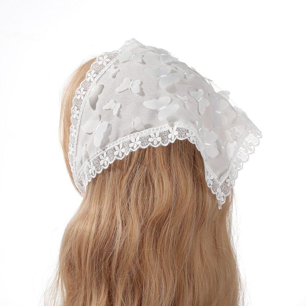 White Wrap Scarf Cloth Headband New Lace Triangle Hair Head