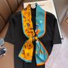 Korean Version of Spring and Autumn New Mid-Length Slim Long Strip Silk Scarf Women's Decorative Printed Scarf Scarf Streaming Belt