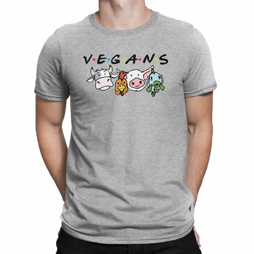 Vegans Friends Mens Funny Cotton T-Shirt Vegetarian Animals Slogan Top