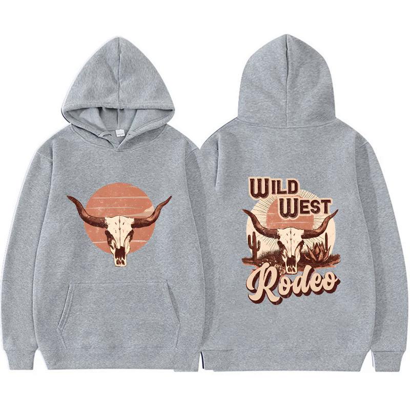 Худи с принтом ковбойского племени и коровьего черепа, модная толстовка в стиле хип-хоп, повседневная, унисекс, осенне-зимняя, флисовая, уличная одежда, топы