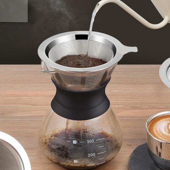 Coffee Filter Easy To Clean Stainless Steel Coffee Cone Filter Reusable Fine Mesh Strainer for Home Kitchen