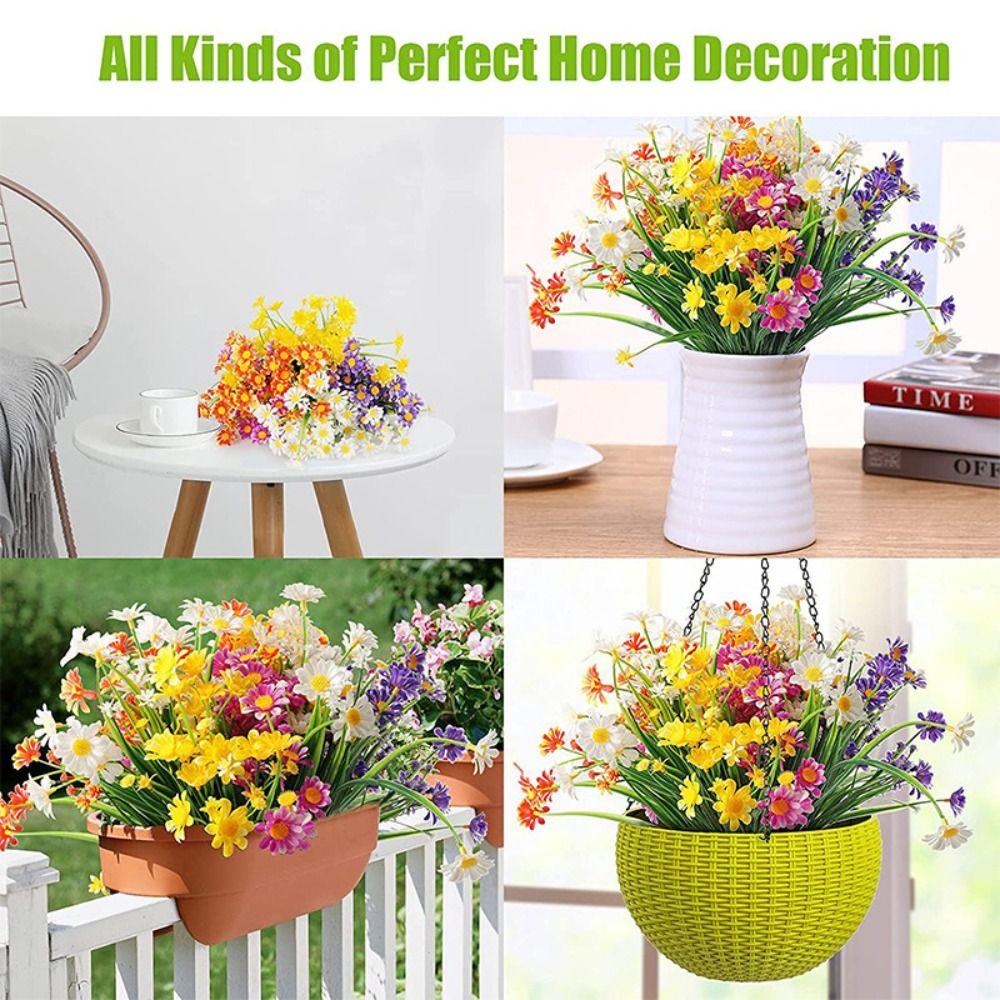 UV Resistant Artificial Flowers Plastic Fake Plants Chrysanthemum  Home in/Outdoor Garden Decor
