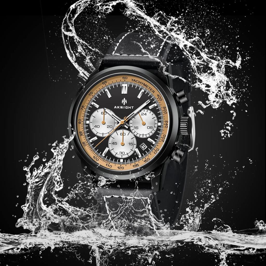 BENYAR AKNIGHT Japanese Stainless Leather Compatible with Business Casual Sports Chronograph Included Men's Watch, Quartz, Steel, Strap, Watches,