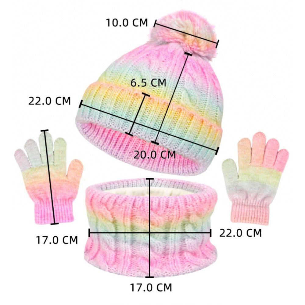 3pcs Outdoor Toddler Bonnet 3-10Y Pompom Knitted Hats New Children's Hat Scarf Gloves Set Winter