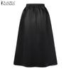 ZANZEA Женские винтажные однотонные многослойные юбки