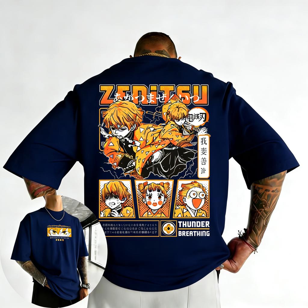 Demon Slayer Summer Oversized Anime Printed Men and Women Tshirt Couple Street Fashion Casual Parent Child Top Harajuku Y2K