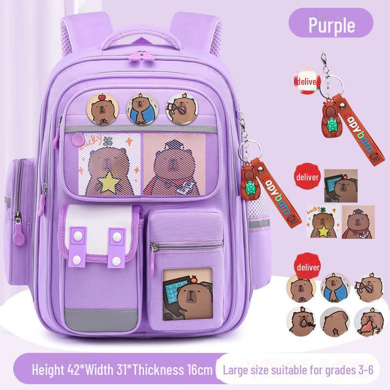 Легкий рюкзак большой вместимости Capibara для девочек начальной школы, 1-6 класс, с защитой позвоночника